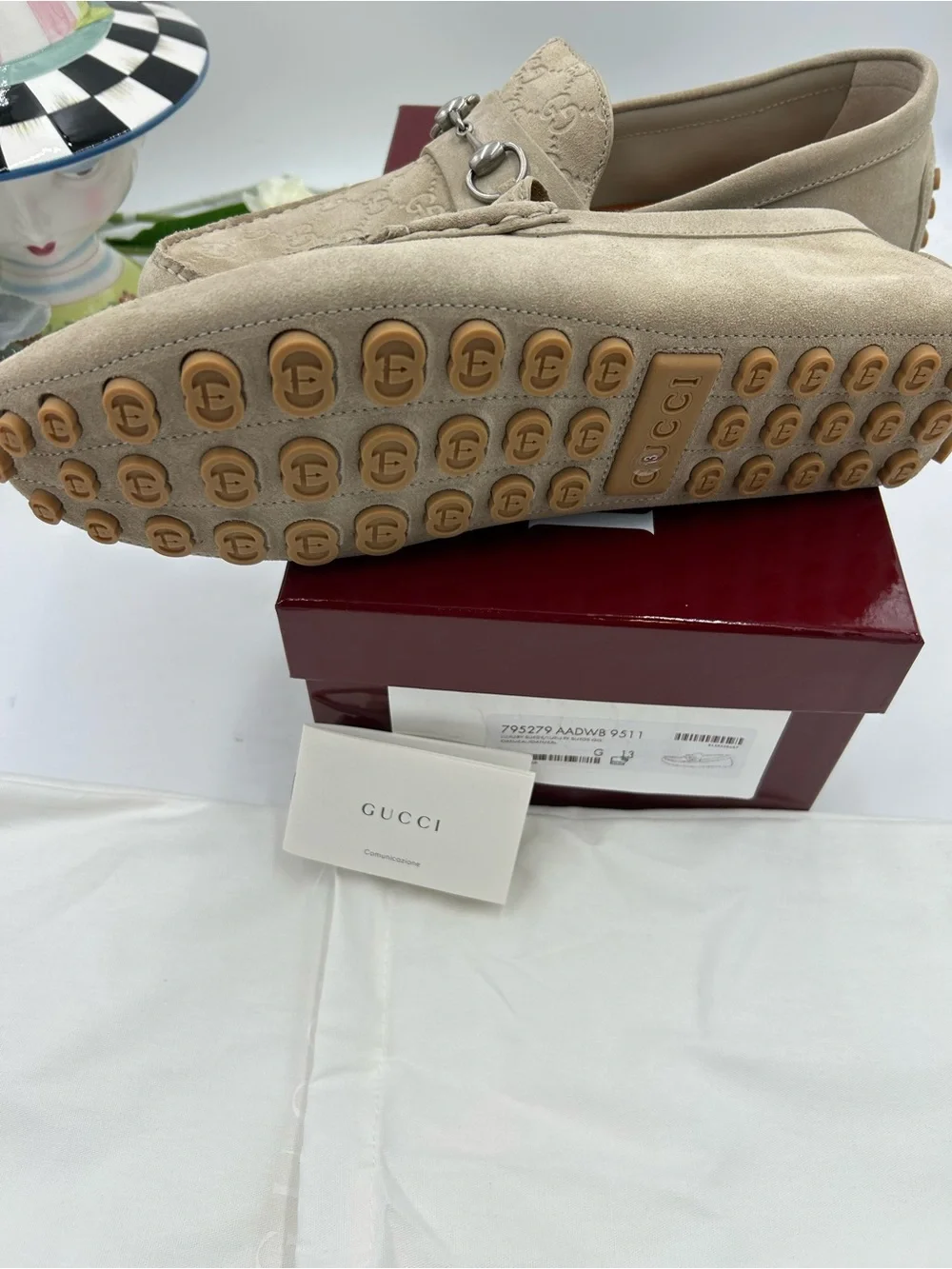 Men's Gucci GG logo suede driver loafers size 13 fits 13.5 US made in Italy - Picture 6 of 11